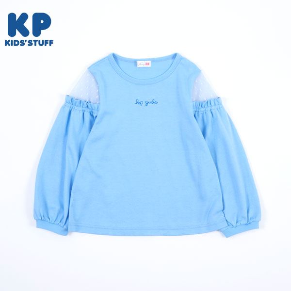 肩ドットチュールの長袖Tシャツ(140～160)