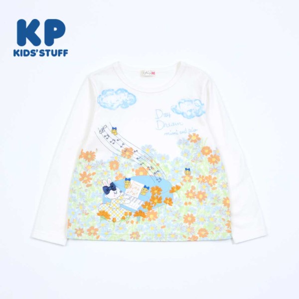 KP お花柄パネル長袖Tシャツ(80～140)