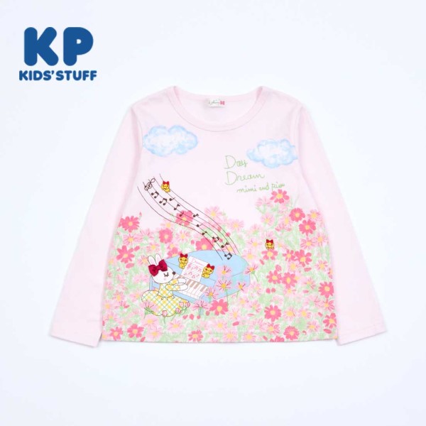 KP お花柄パネル長袖Tシャツ(80～140)