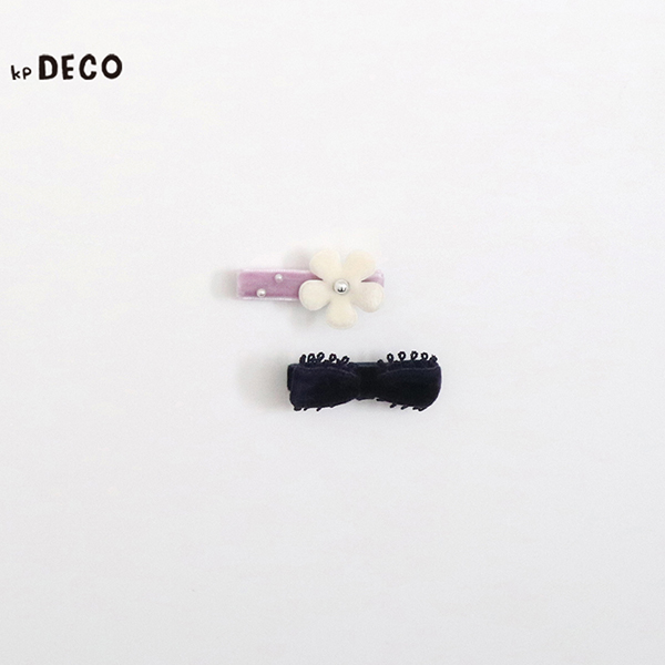 KPDECO 花モチーフとリボン ヘアクリップ2個セット