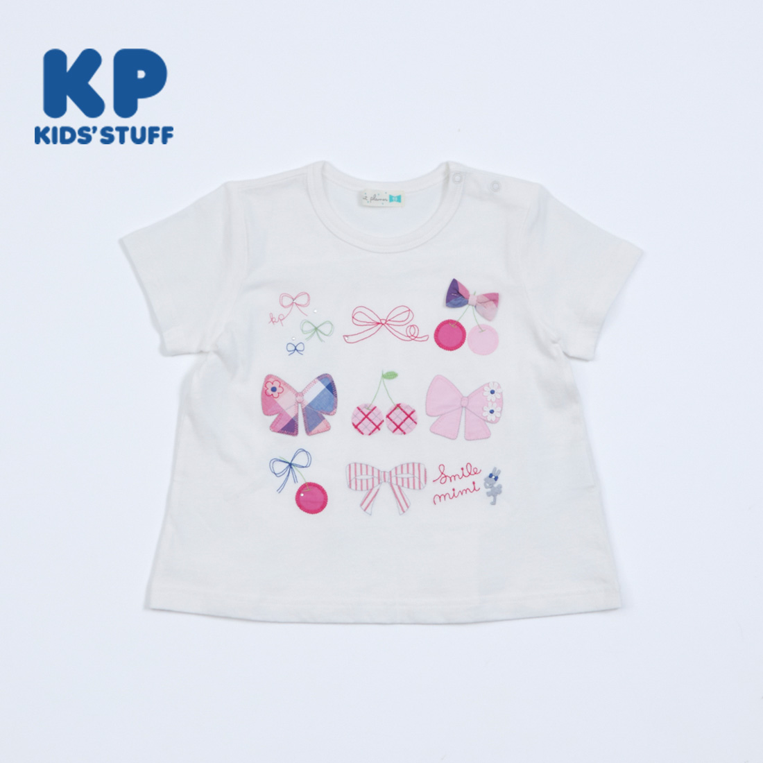 KP(ケーピー)リボン＆チェリー半袖Tシャツ80～90