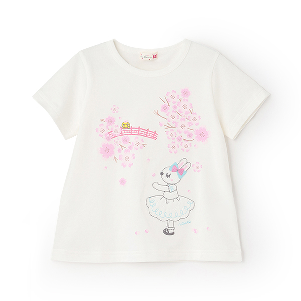 日本製/桜mimi半袖Tシャツ(100-160cm)