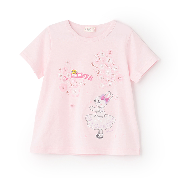 日本製/桜mimi半袖Tシャツ(100-160cm)