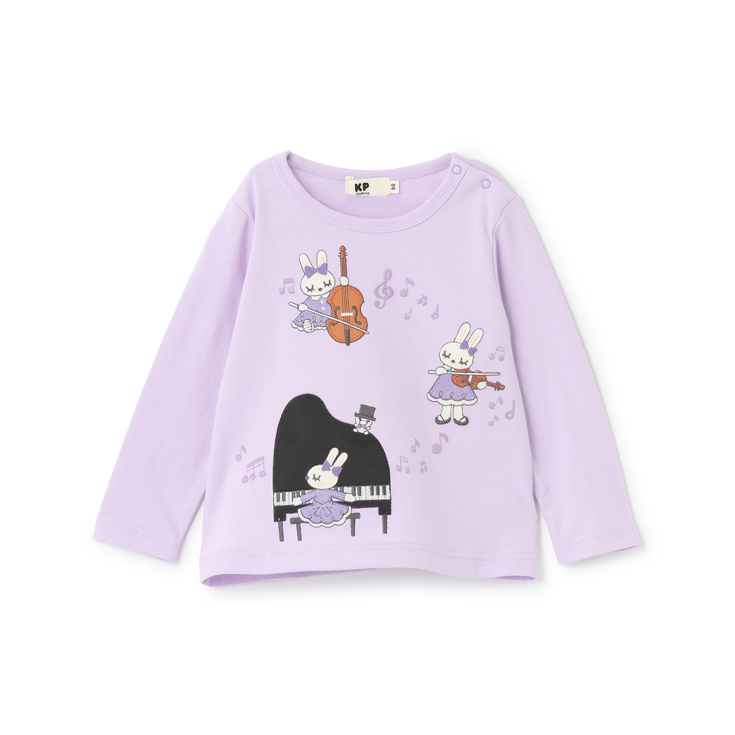 mimiちゃん ピアノアップリケ 長袖Tシャツ