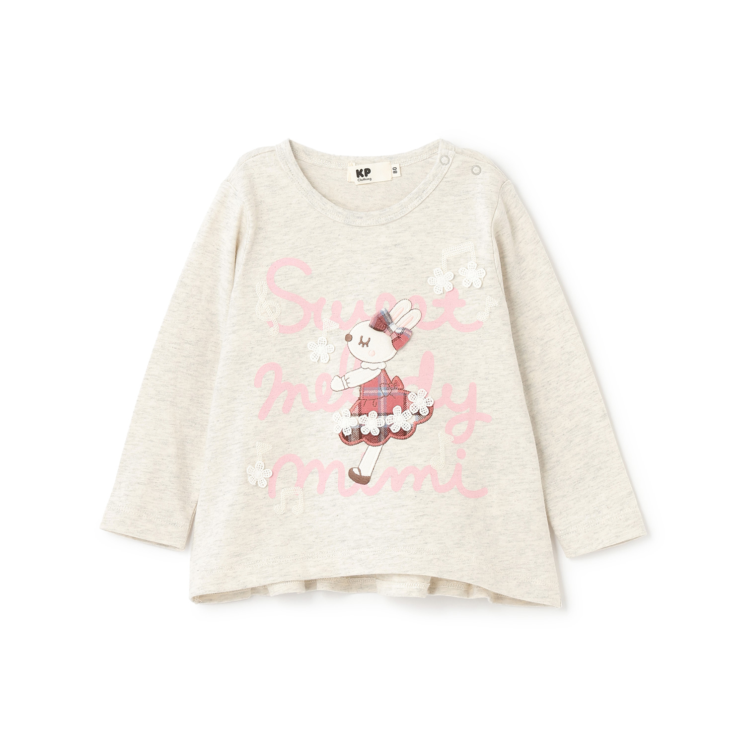 mimiちゃん チェックアップリケ 長袖Tシャツ