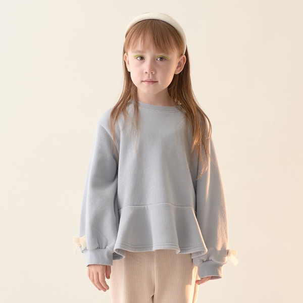 【表コットン毛玉バイバイ裏起毛】アソートリボン付きガーリートップス