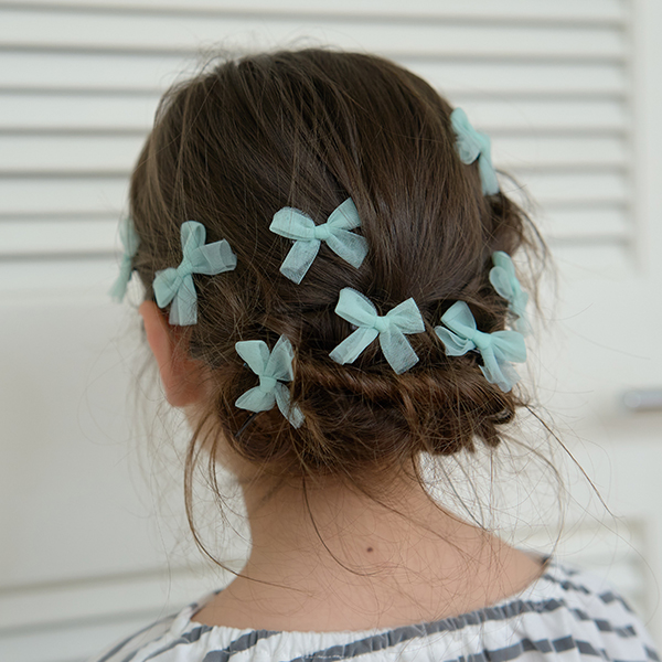 【大好評につき再入荷】チュールリボンちびヘアクリップ10Pセット