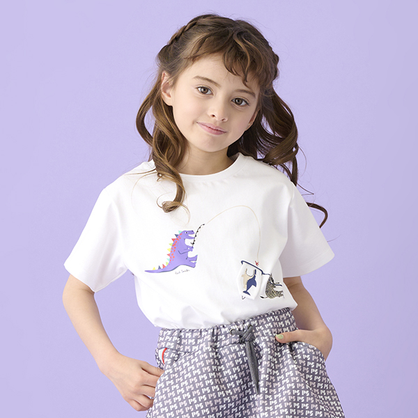 フィッシング恐竜半袖Tシャツ