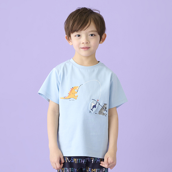 フィッシング恐竜半袖Tシャツ