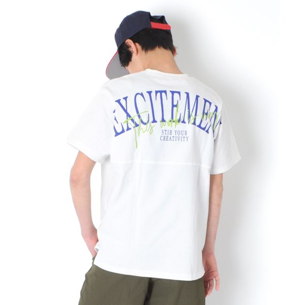 天竺・ドルマンスリーブバックプリント半袖Tシャツ