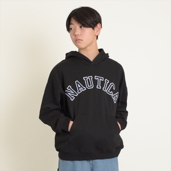 【再入荷】【NAUTICA】フロントロゴアップリケ刺繍プルパーカー