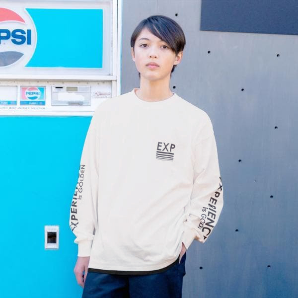 【大人向けサイズあり】裾レイヤード長袖Tシャツ