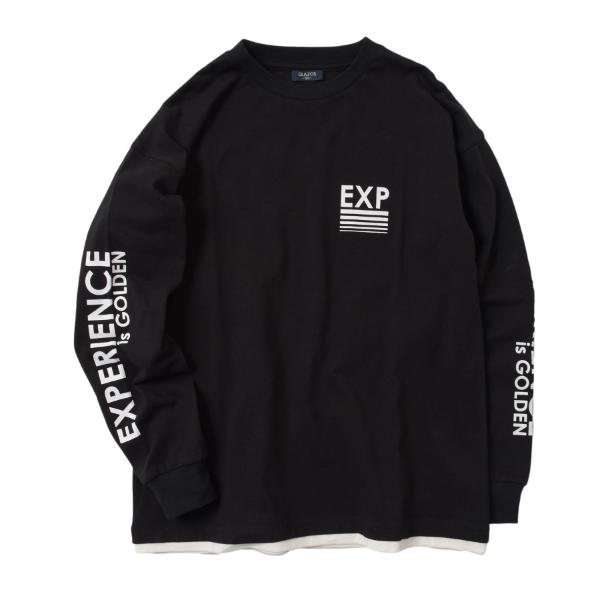 【大人向けサイズあり】裾レイヤード長袖Tシャツ