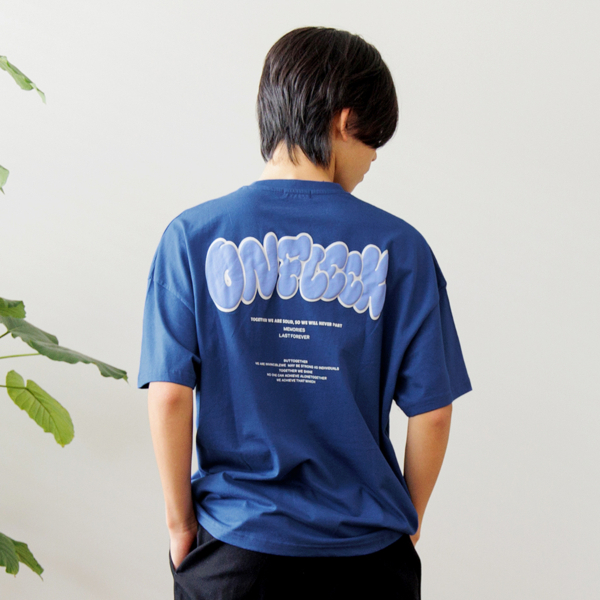 【STREET】バックグラフィック発泡プリントビッグ半袖Tシャツ