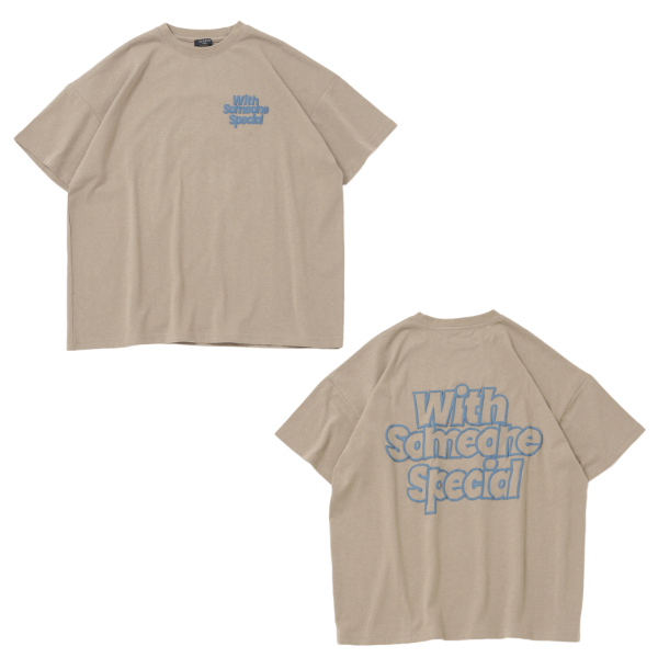 【防虫加工】バックメッセージロゴ発泡プリント半袖Tシャツ