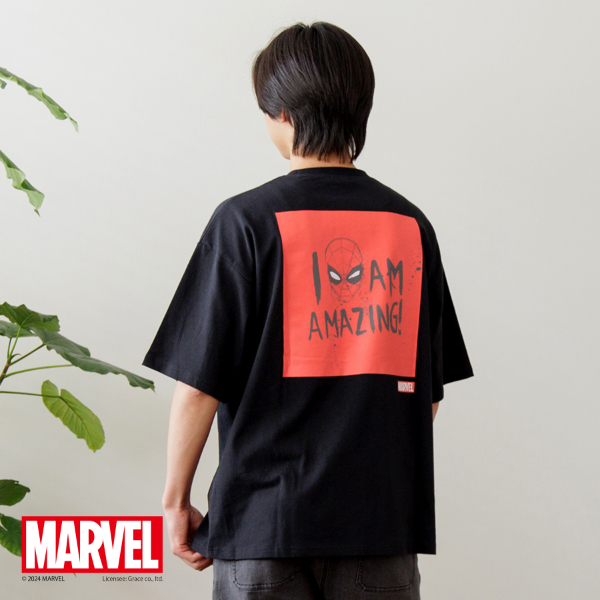 【MARVEL】スパイダーマン/ボックスロゴバックプリントビッグTシャツ