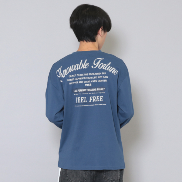 【プチプラ】バックメッセージロゴ長袖Tシャツ