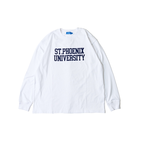 フロッキーカレッジロゴプリント長袖Tシャツ