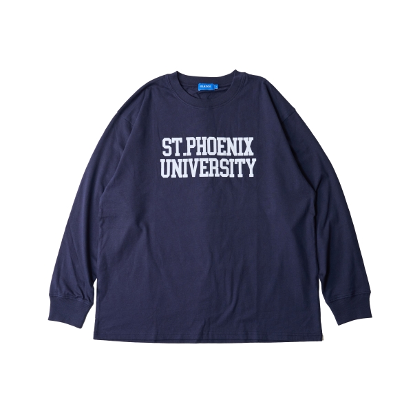 フロッキーカレッジロゴプリント長袖Tシャツ