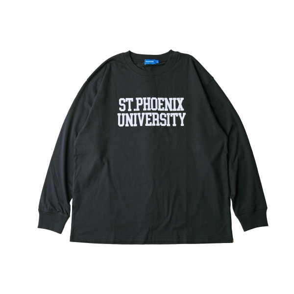 フロッキーカレッジロゴプリント長袖Tシャツ