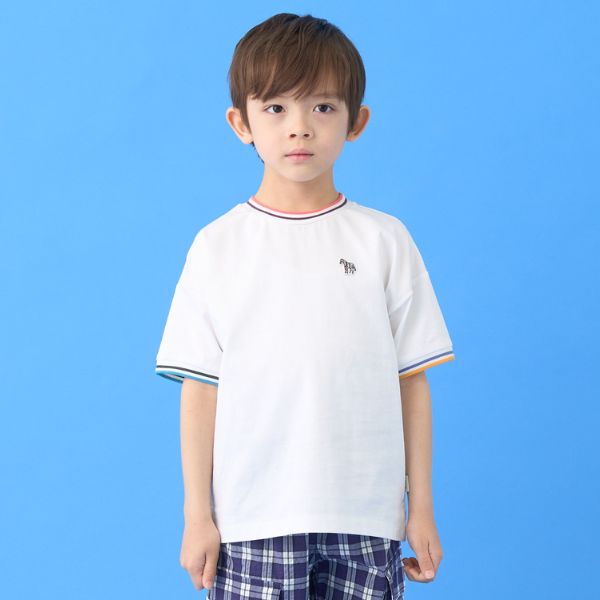 ラインリブ無地半袖Tシャツ