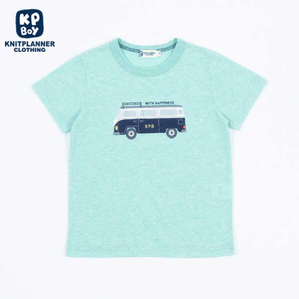 車アップリケコットン半袖Tシャツ(140)