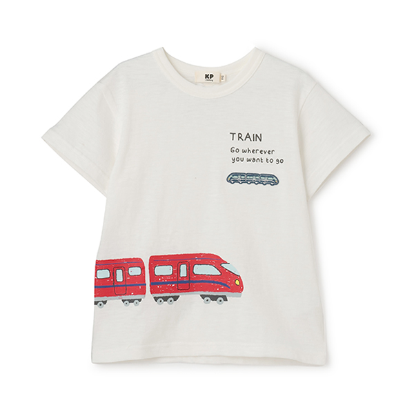 電車プリント スラブ天竺 半袖Ｔシャツ