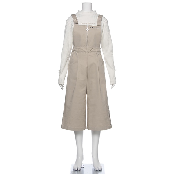 ハーフジップサロペットワイドパンツ