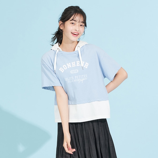 レイヤード風Tシャツパーカ