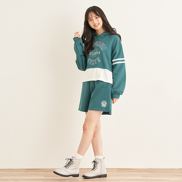 裏毛パーカ＆キュロットセットアップ