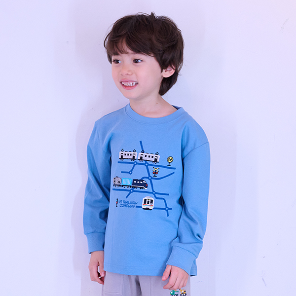 電車マップ長袖Tシャツ