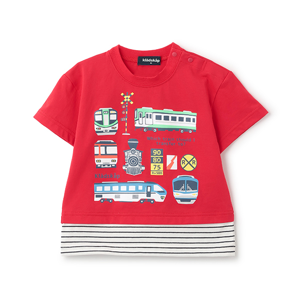 【人気商品再入荷】【直営店で取り扱い無し】裾レイヤード風電車半袖Tシャツ