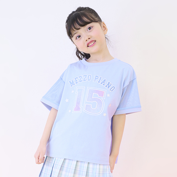 ナンバリング　袖メッシュ半袖Tシャツ