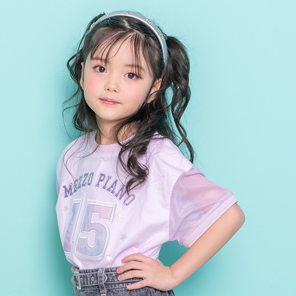 ナンバリング　袖メッシュ半袖Tシャツ