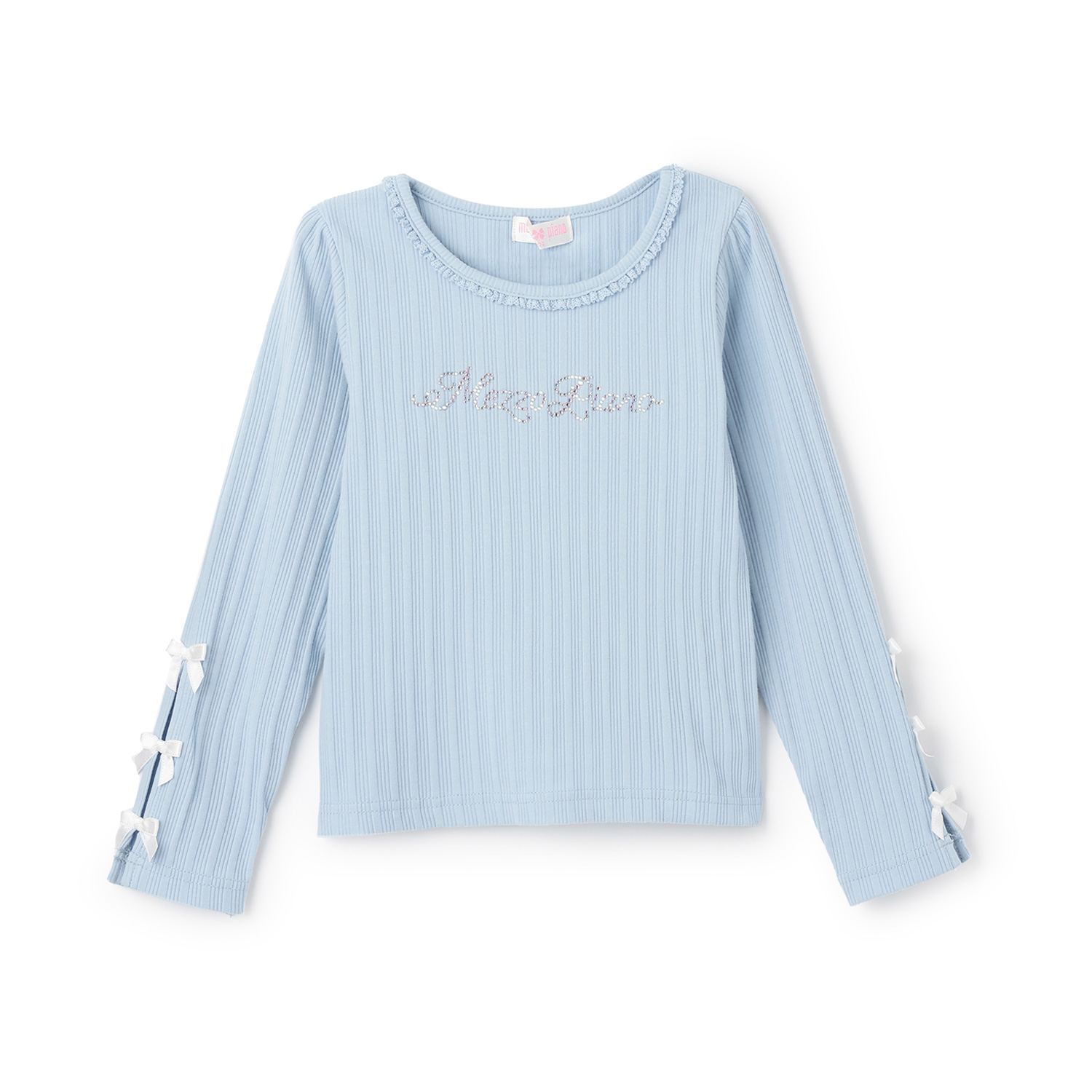 ラインストーンロゴ　テレコ長袖Tシャツ