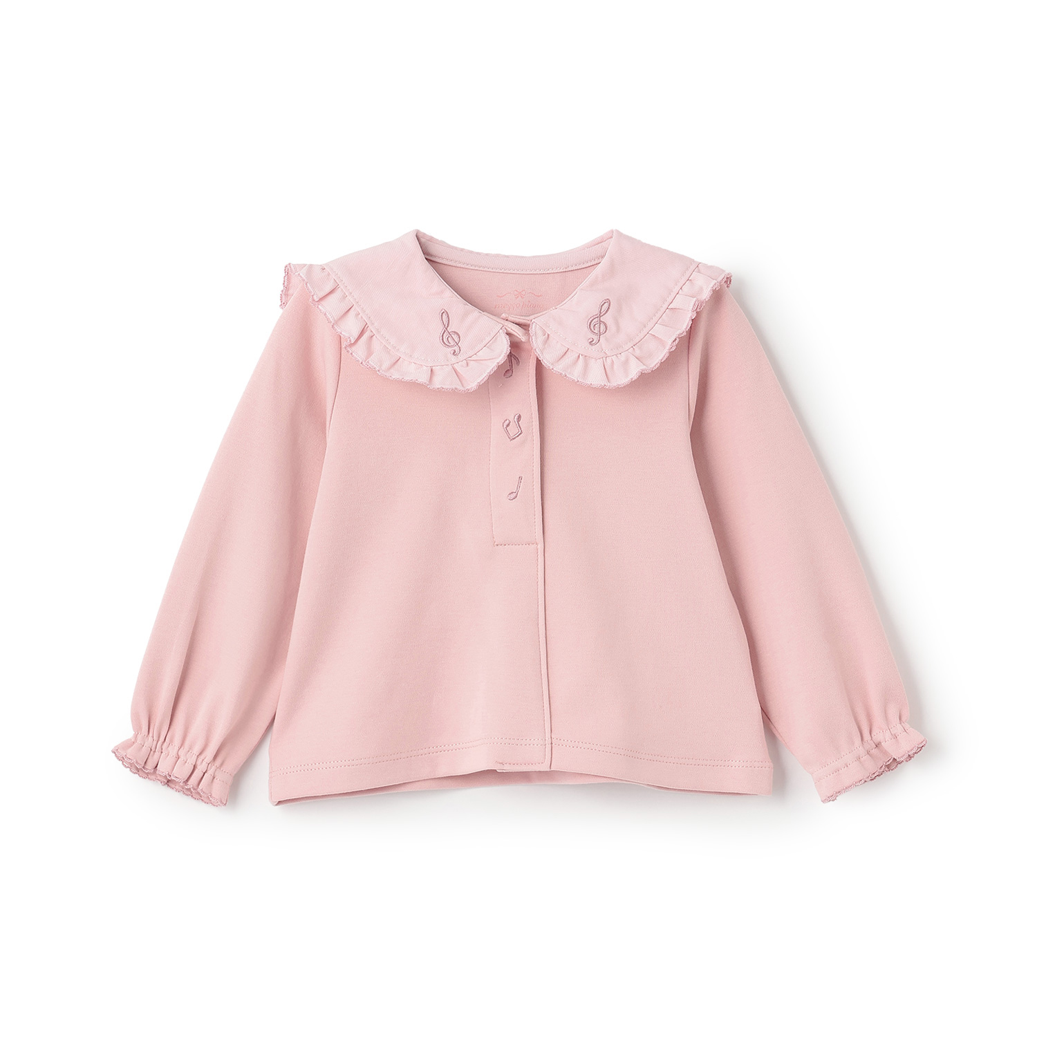 ピアノ刺しゅう衿　長袖Tシャツ