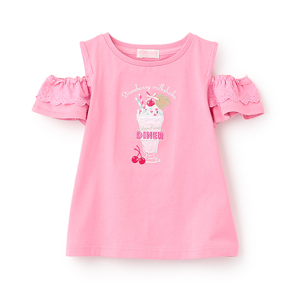 【人気商品再入荷】【直営店で取り扱い無し】ダイナーメニュー肩開き　2wayTシャツ