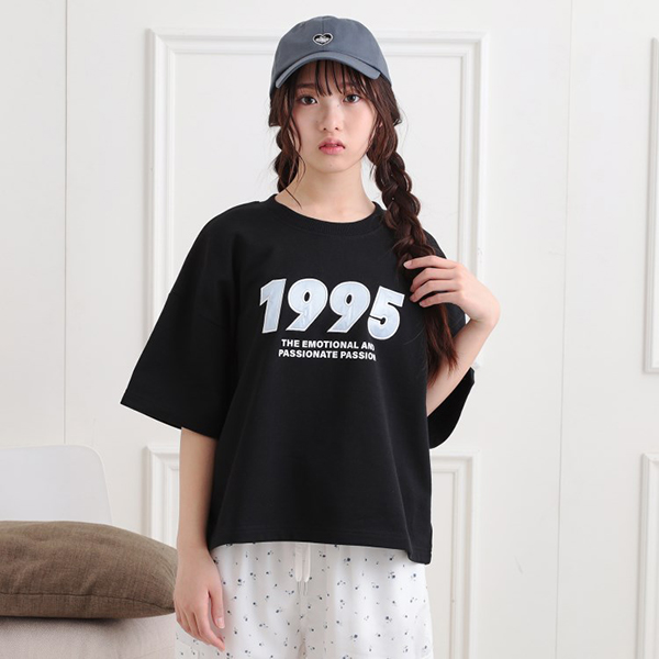 ミニ裏デザインアップリケTシャツ