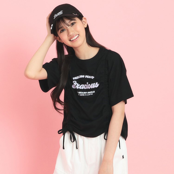 フロントドロストリボンTシャツ