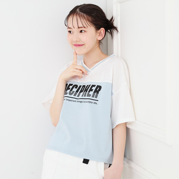 Vネック切替Tシャツ
