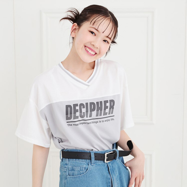 Vネック切替Tシャツ