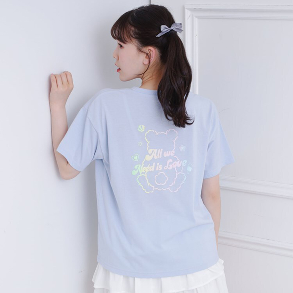 接触冷感グラデーションくまちゃん発砲ビッグTシャツ