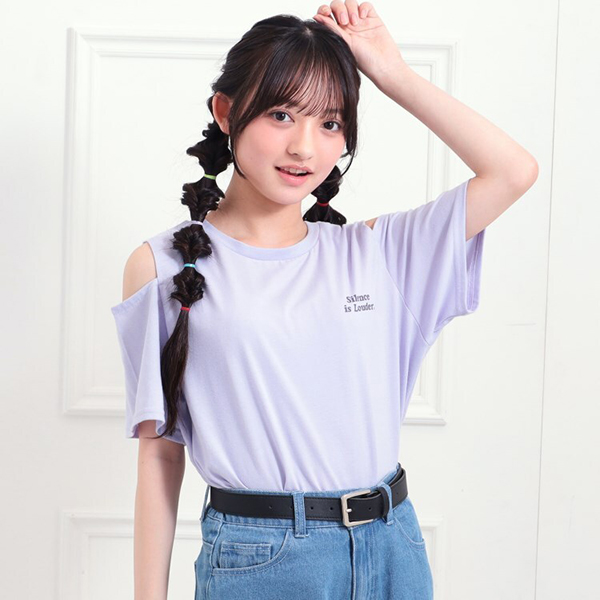 肩あきバックプリントビッグTシャツ