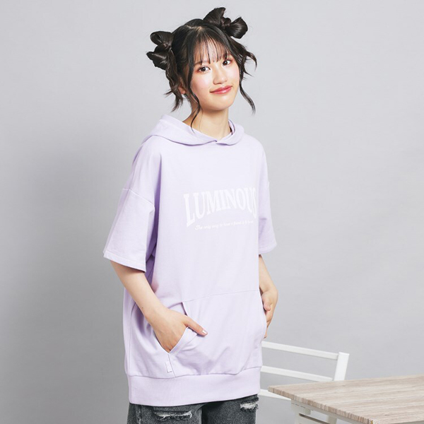 配色ステッチパーカーチュニック
