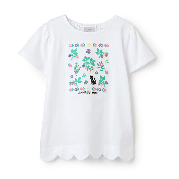 【人気商品再入荷】【直営店で取り扱い無し】刺しゅう 裾スカラ半袖Tシャツ