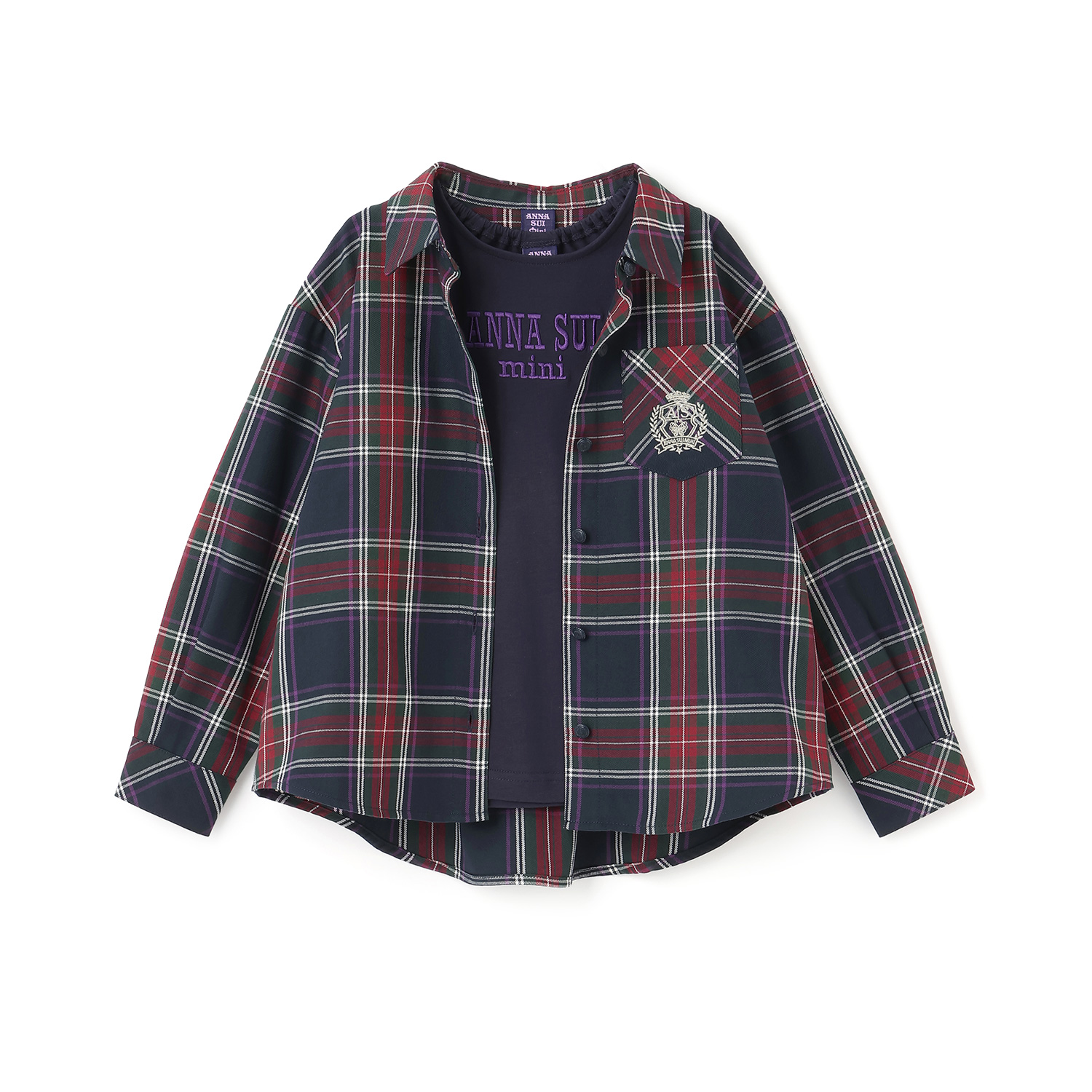 チェックシャツ＋長袖Tシャツ