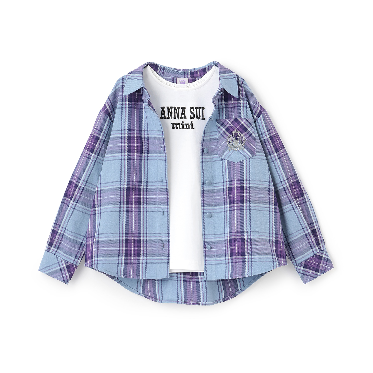 チェックシャツ＋長袖Tシャツ
