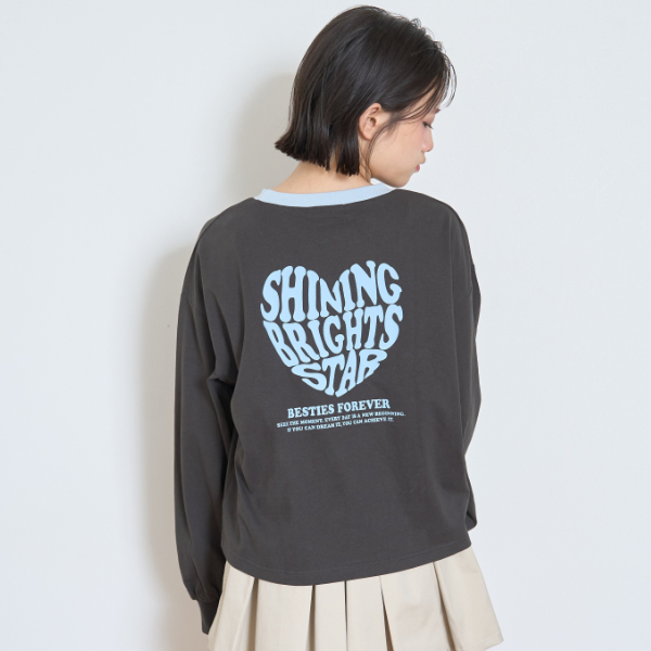 ハートバイカラー長袖Tシャツ