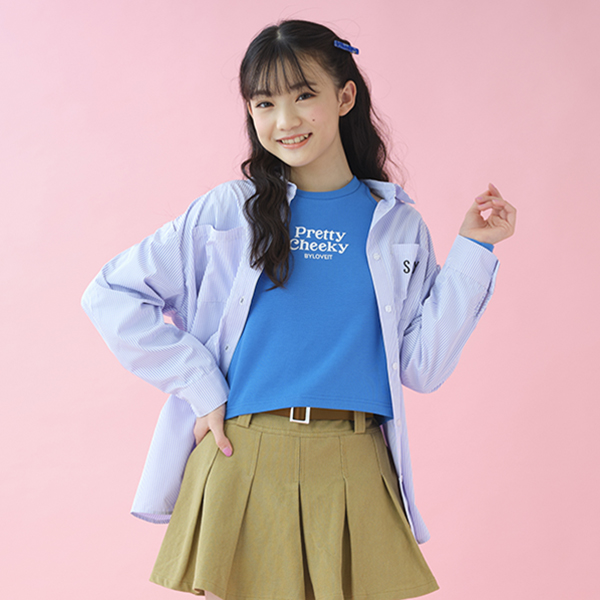 ストライプ肩あきシャツ