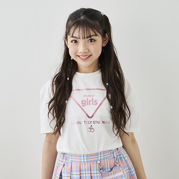 girlsマークバックフリルTシャツ